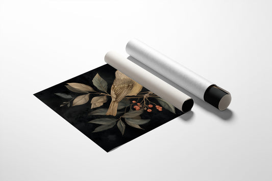 Songbird Among Autumn Berries