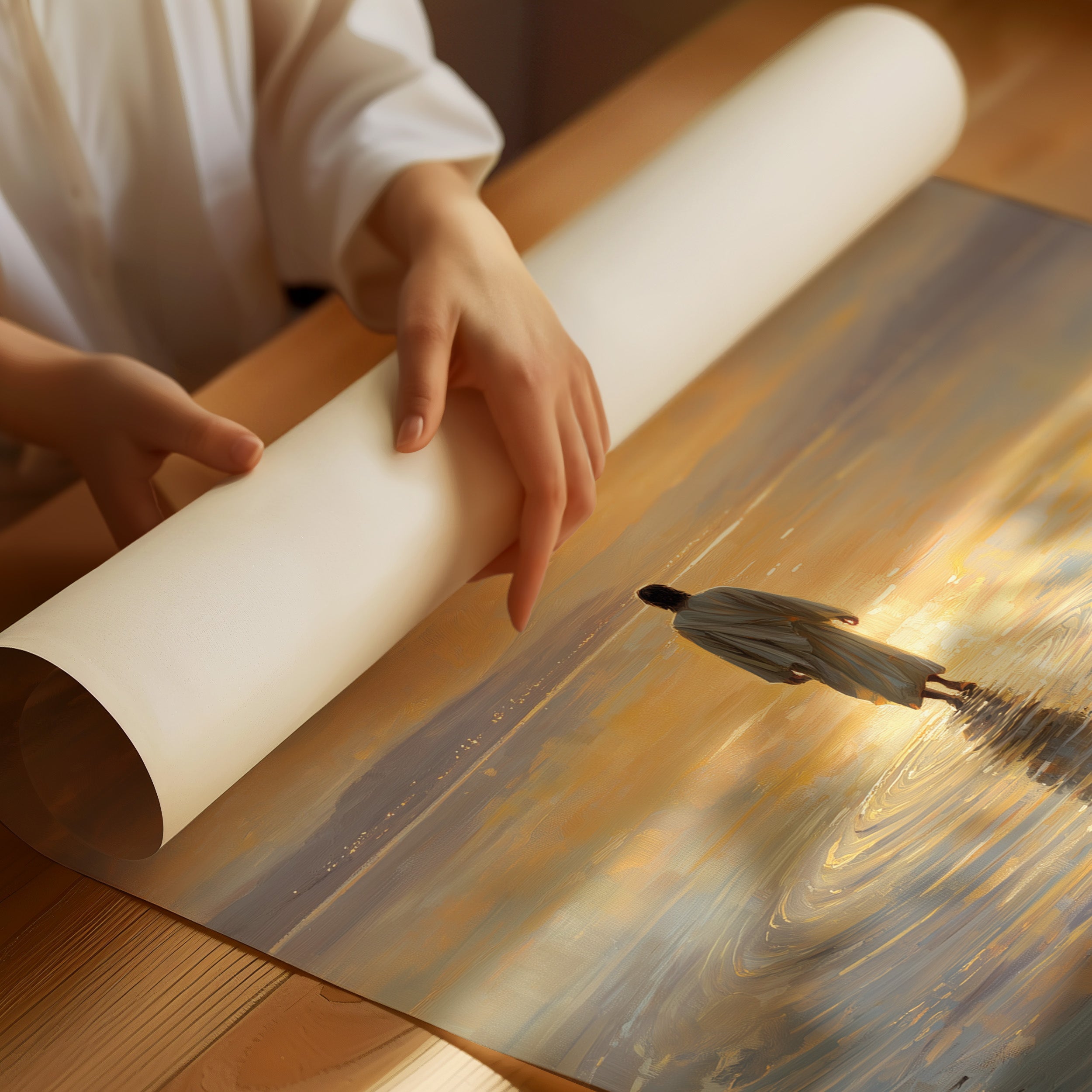 Solitary Steps Through Golden Waters