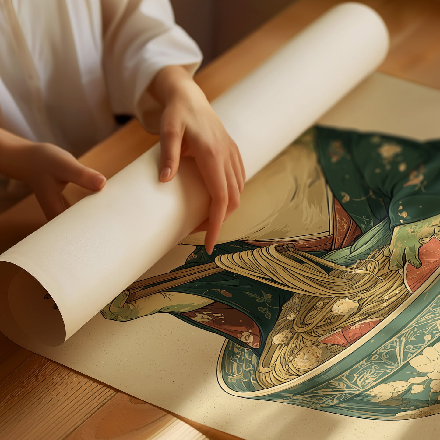 Wise Frog Savors Noodle Symphony