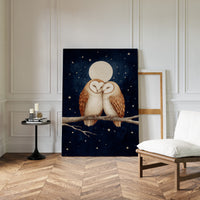 Loving Owls Under a Full Moon
