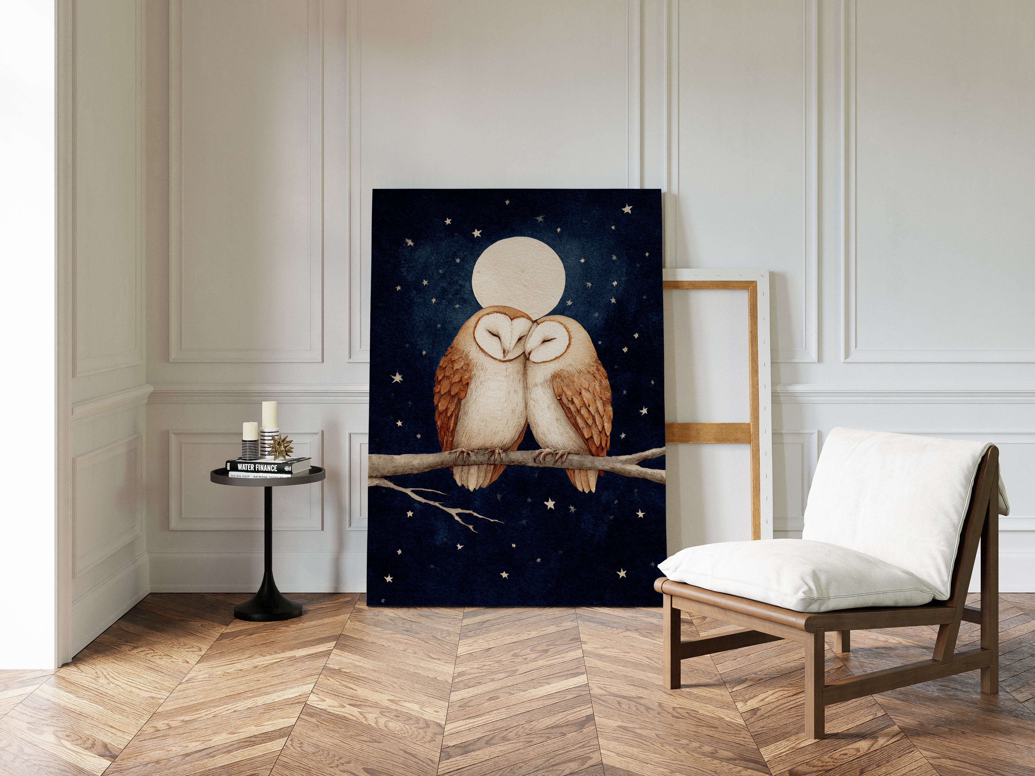Loving Owls Under a Full Moon