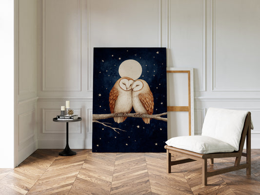 Loving Owls Under a Full Moon