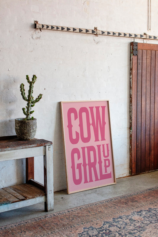 Cowgirl Up Pink Western Poster