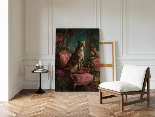 Regal Gaze Amidst Floral Splendor