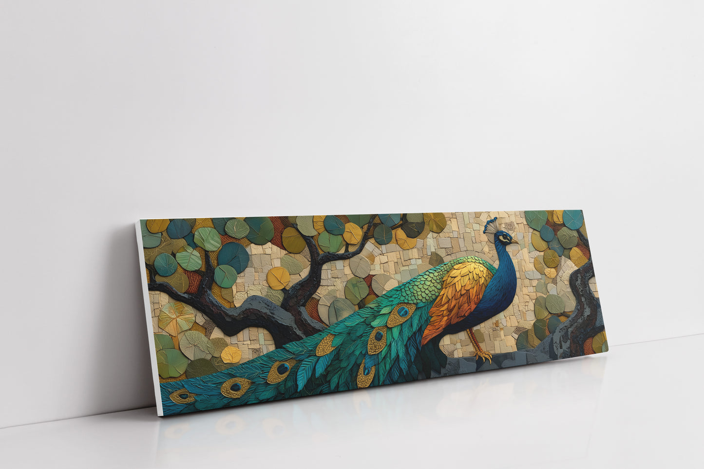 Peacock Among Painted Leaves