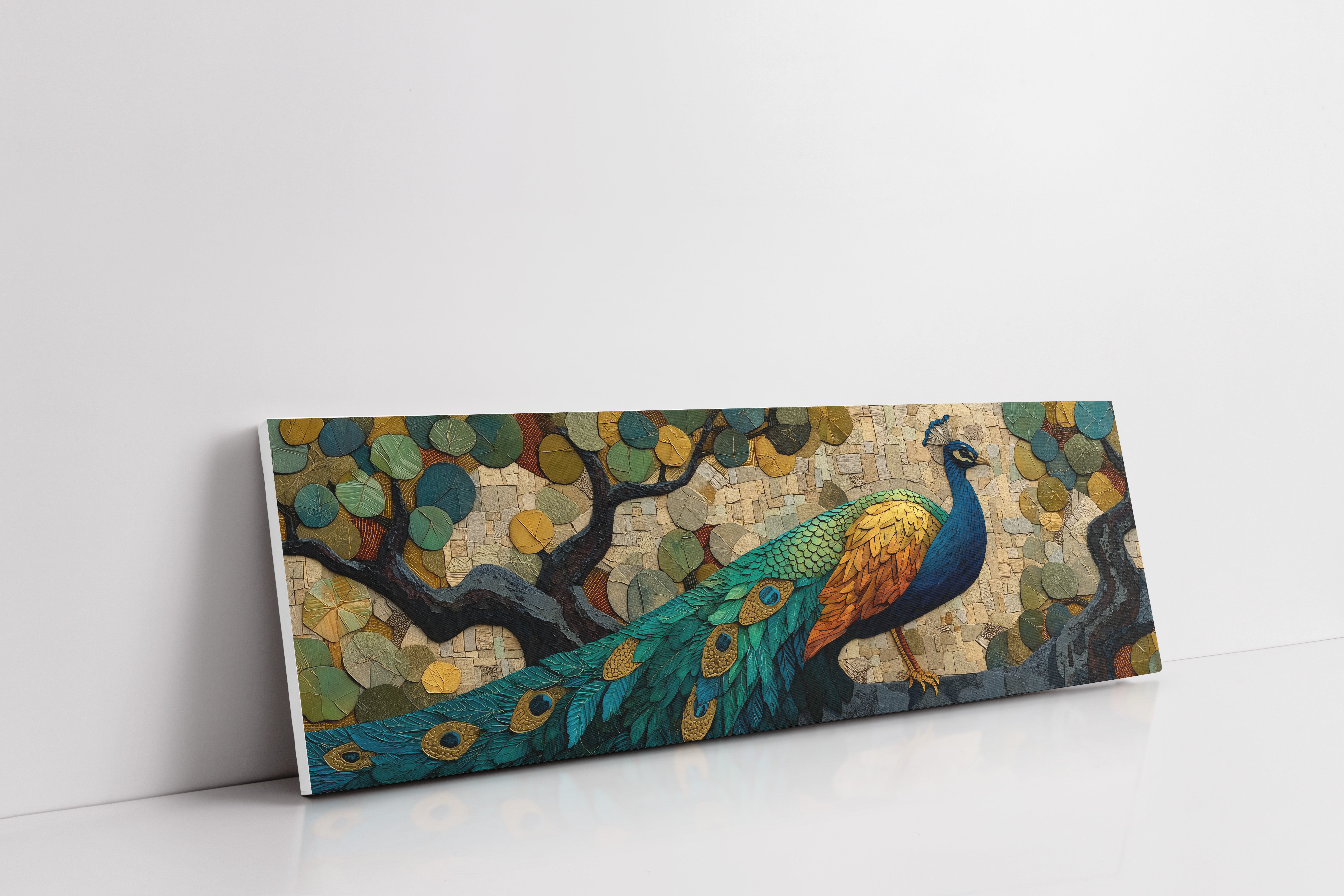Peacock Among Painted Leaves