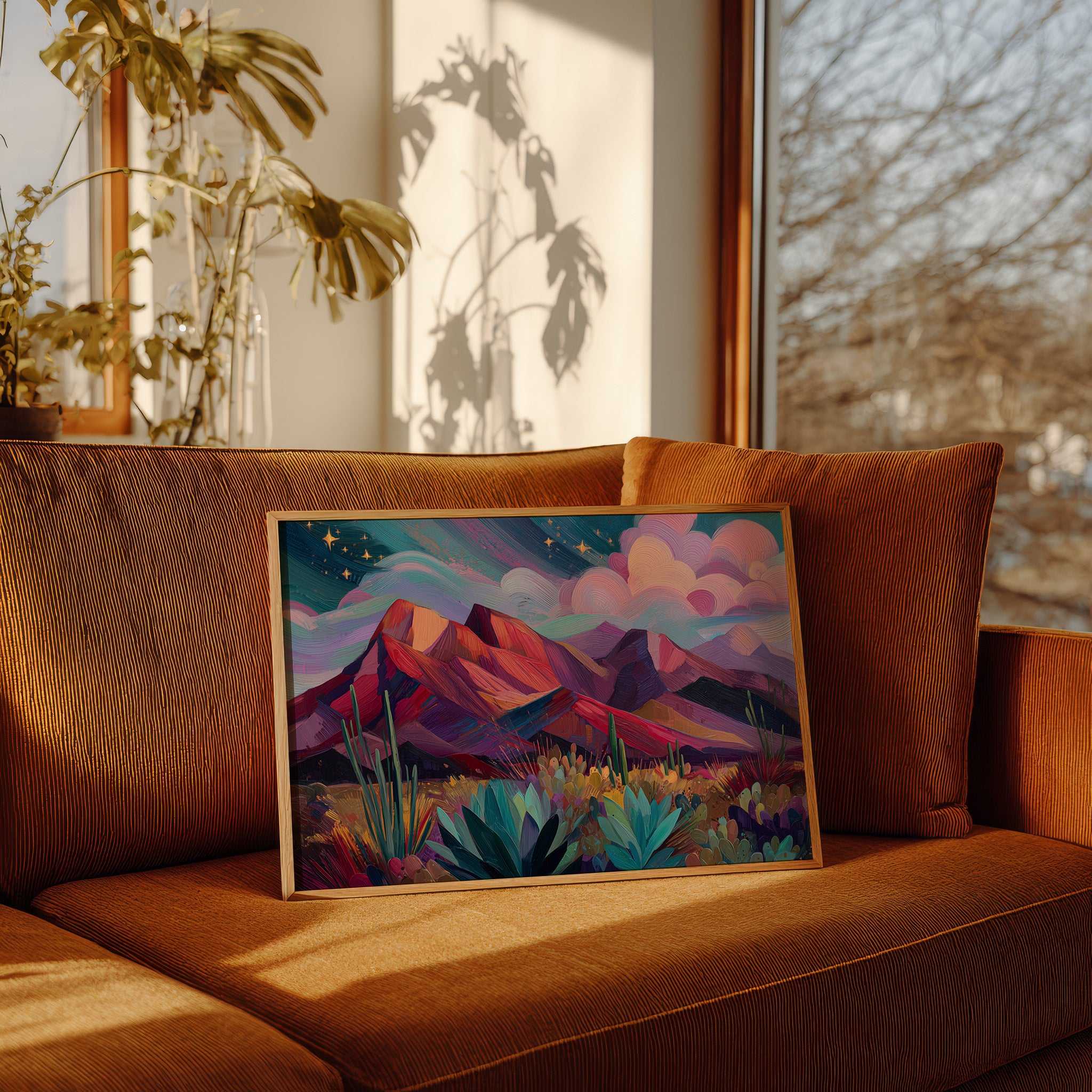 Twilight Blooms Among Desert Peaks