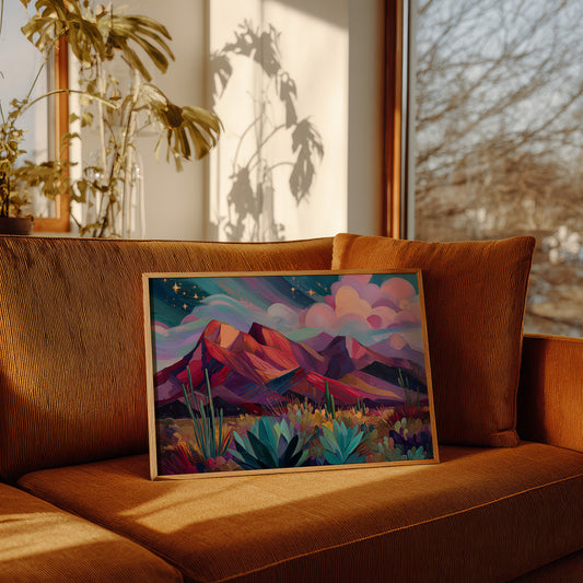 Twilight Blooms Among Desert Peaks