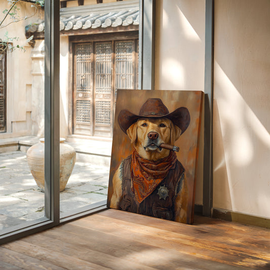 Golden Retriever Sheriff with Western Swagger