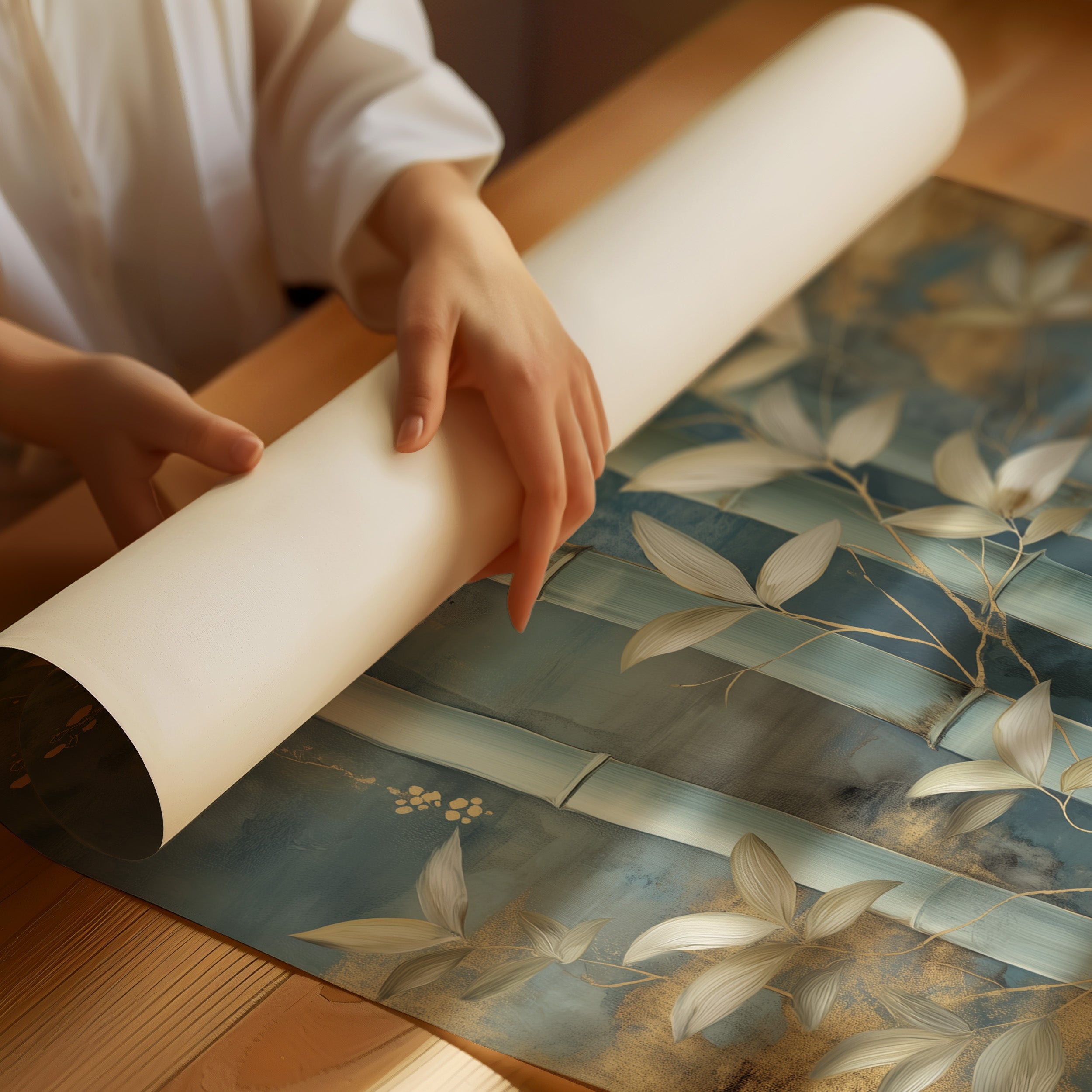 Bamboo Gardens Bathed In Moonlight