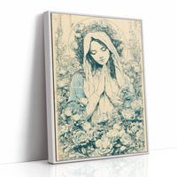 Madonna in Roses — Blue Wash Devotional Engraving