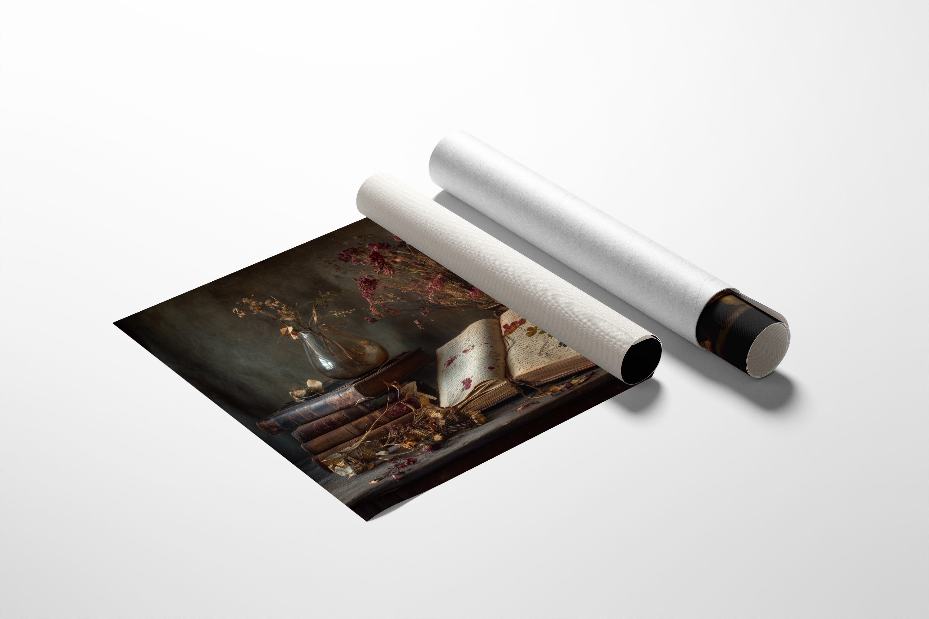 Candlelit Pages Among Pressed Flowers