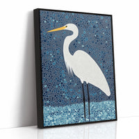 Elegant White Egret – Mosaic-Inspired Bird Wall Art