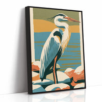 Great Blue Heron in Retro Print