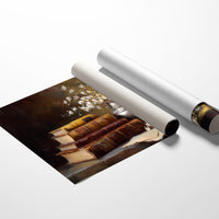 Scholar's Candlelight Among Dusty Tomes