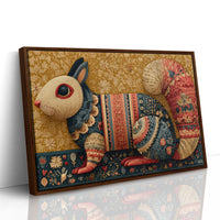 Folk Tapestry Rabbit Portrait