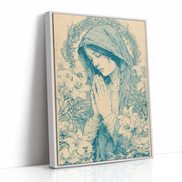 Madonna in Lilies — Teal Wash Devotional Portrait