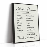 Girl Dinner, Itemized