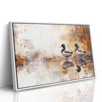 Autumn Pond Mirrors Twin Mallards
