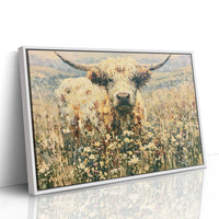 Highland Cow in Wildflowers