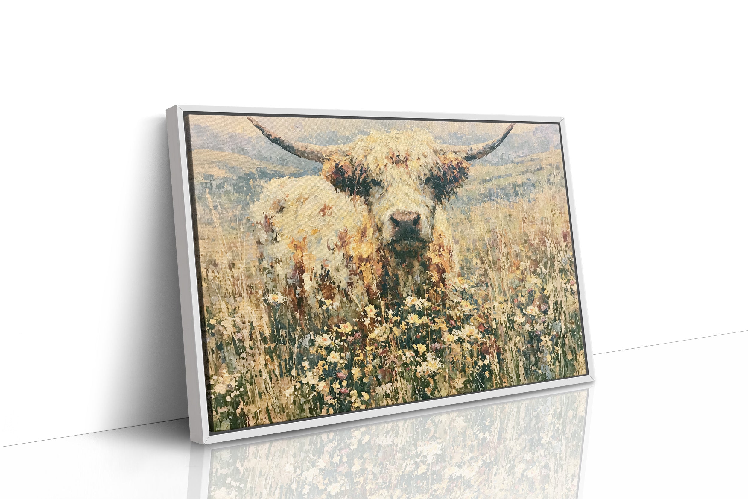 Highland Cow in Wildflowers