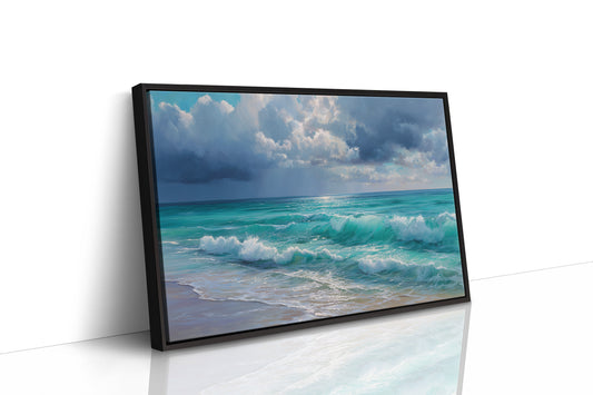 Turquoise Tides Meet Storm Clouds