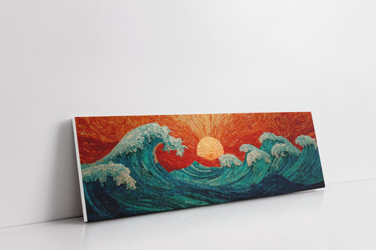 Crimson Sun Over Tiled Tides