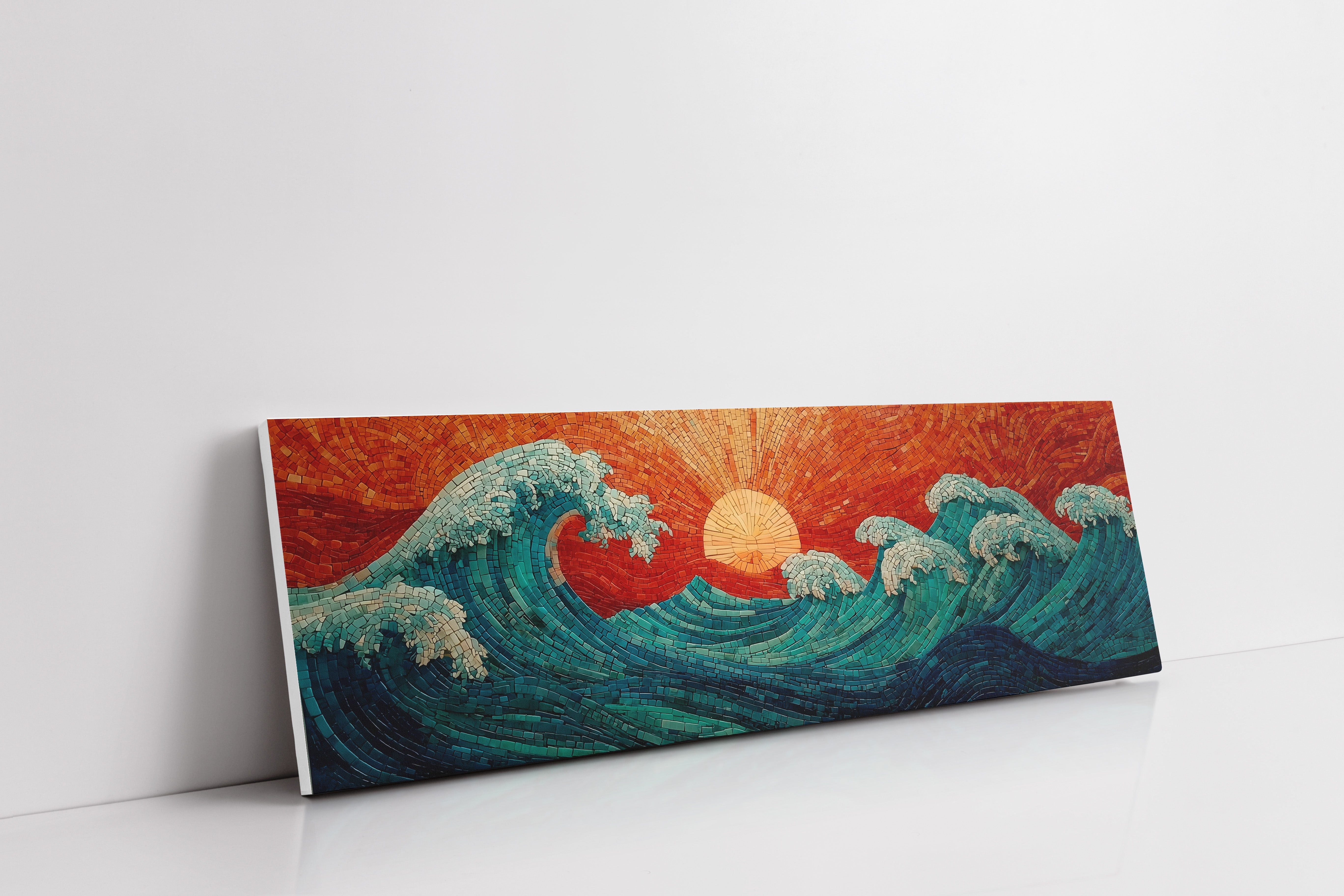 Crimson Sun Over Tiled Tides