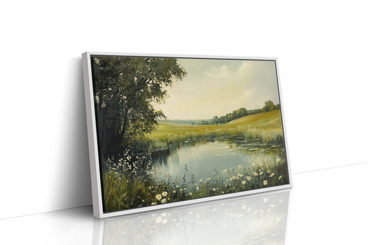 Daisies Dance By Summer's Pond