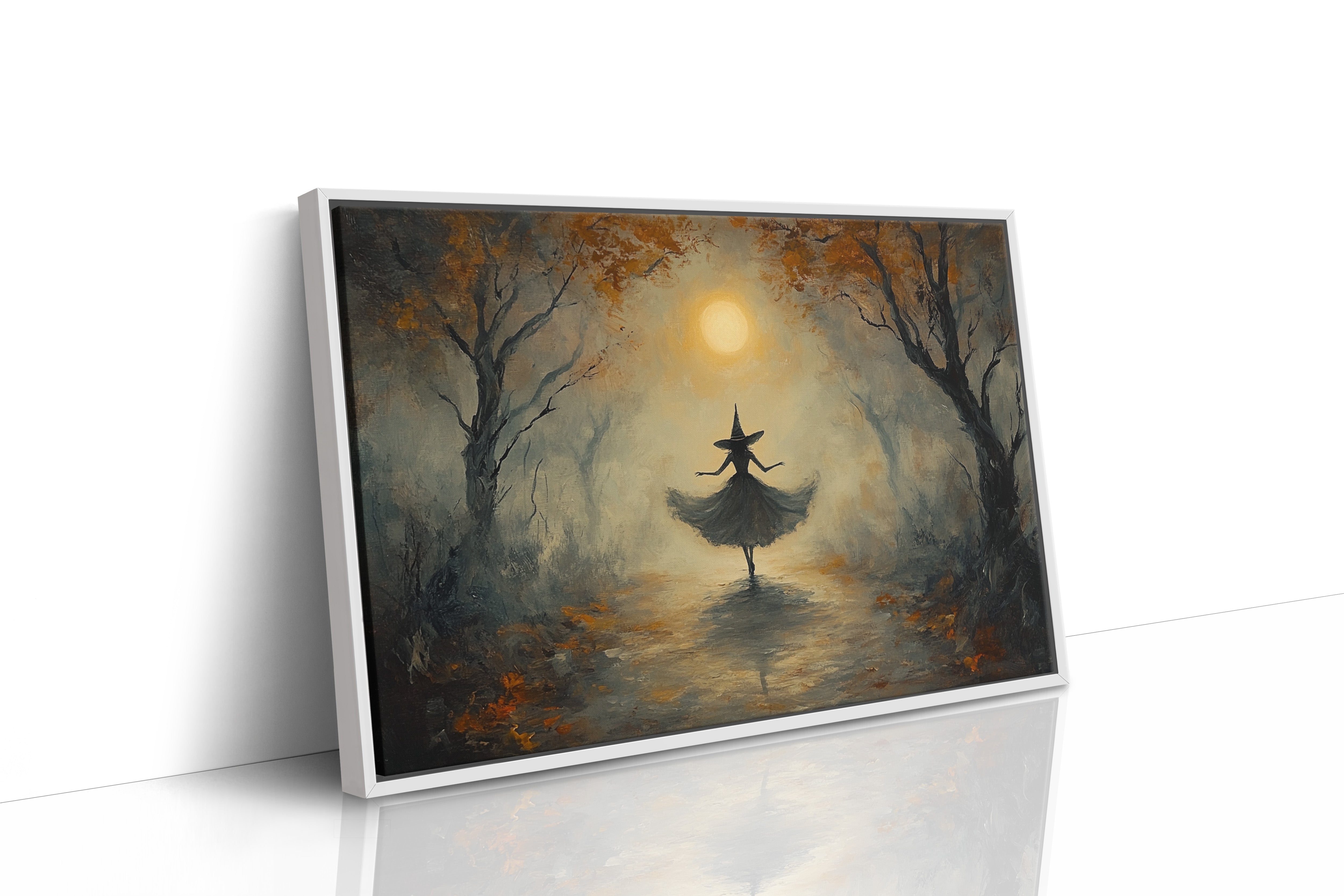 Moonlit Dance Through Autumn's Path