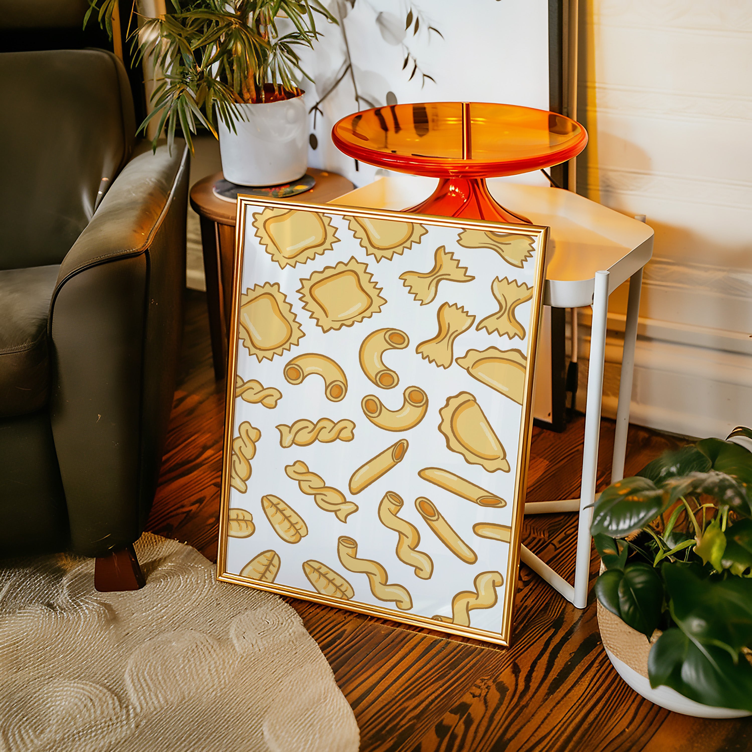 Pasta Shapes Dance In Golden Light