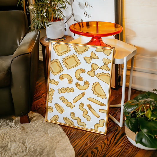 Pasta Shapes Dance In Golden Light