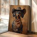 Cowboy Dachshund in Leather and Lace