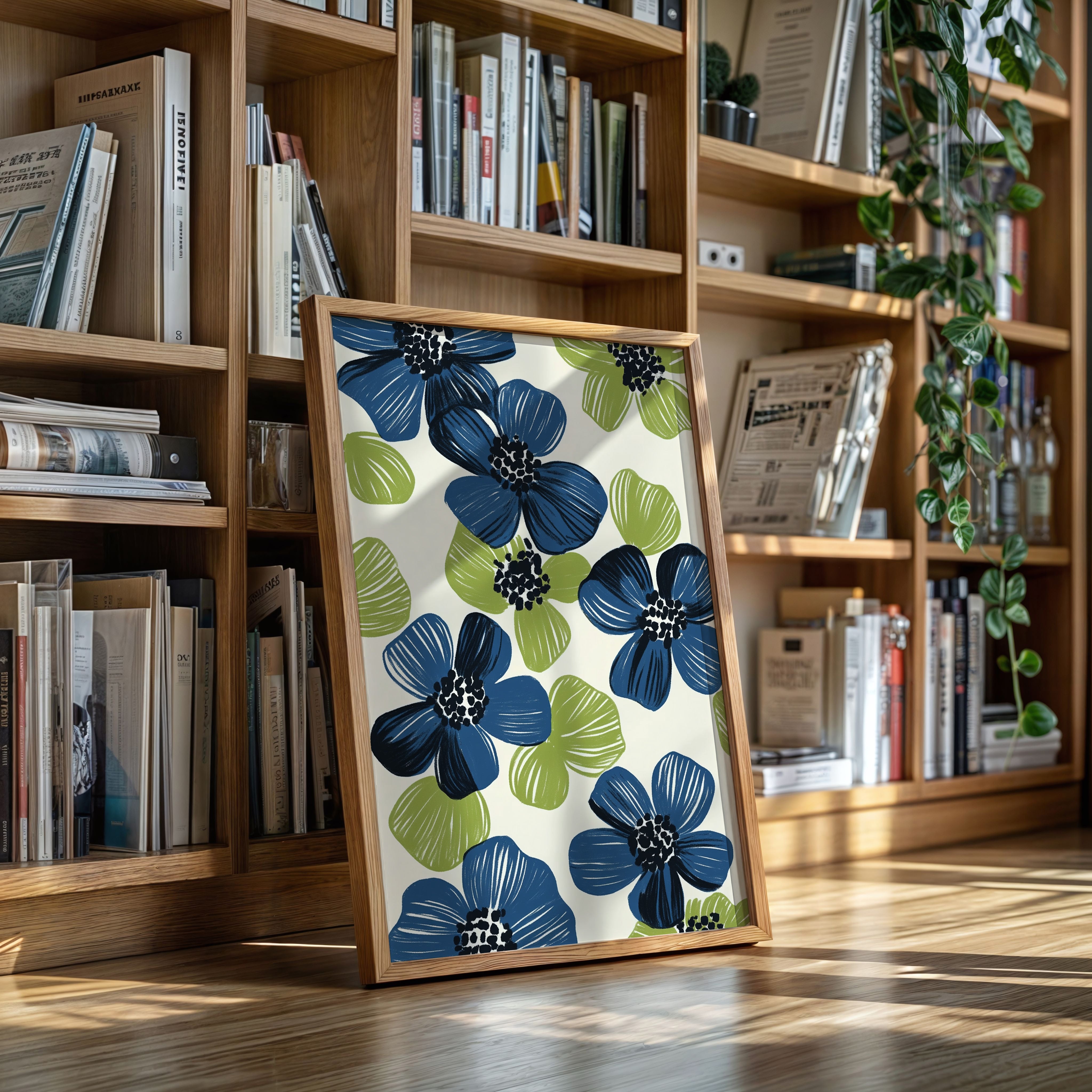 Summer Blossoms Drift In Navy