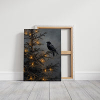 Raven Perches Among Winter Lights