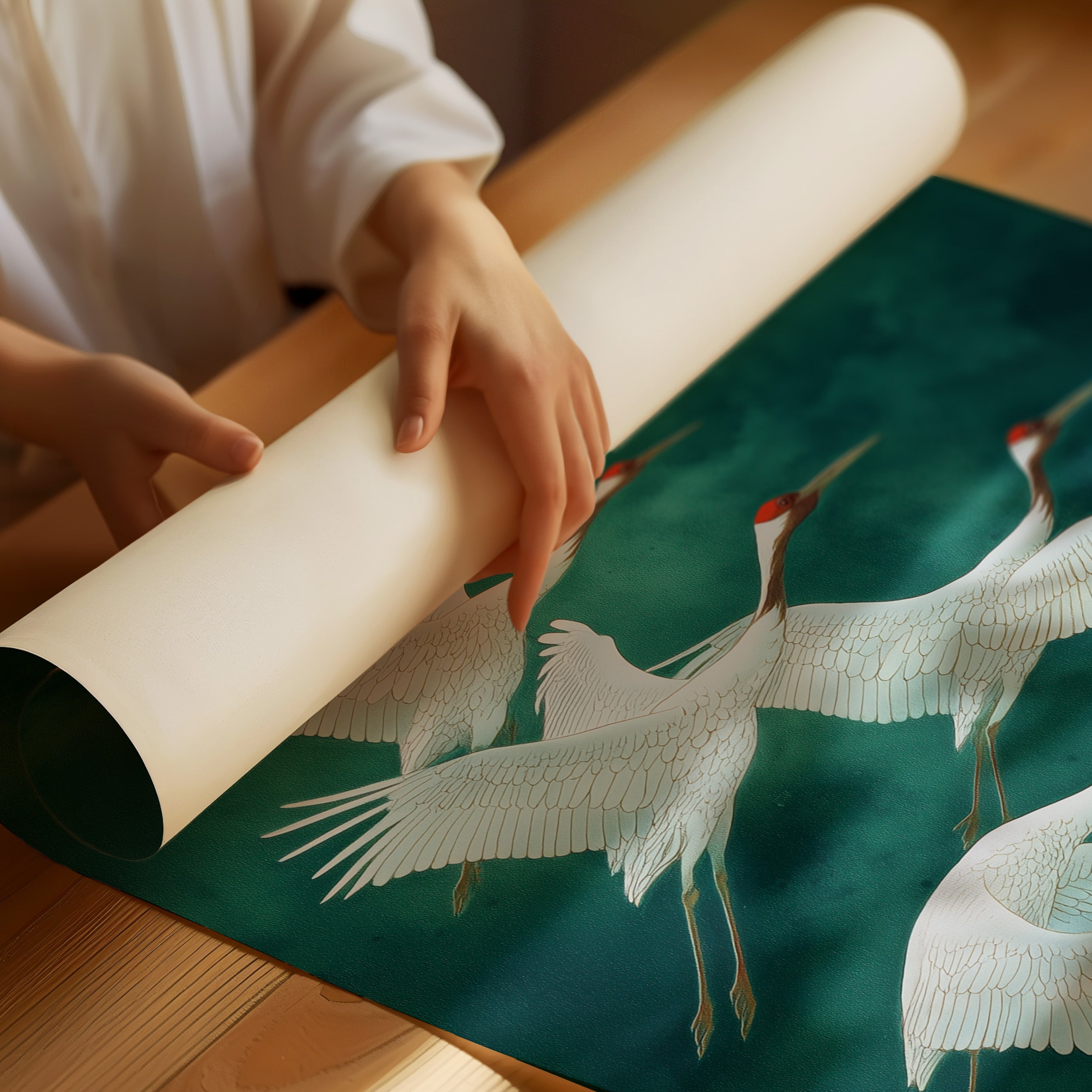 Flight Of White Wings At Dawn