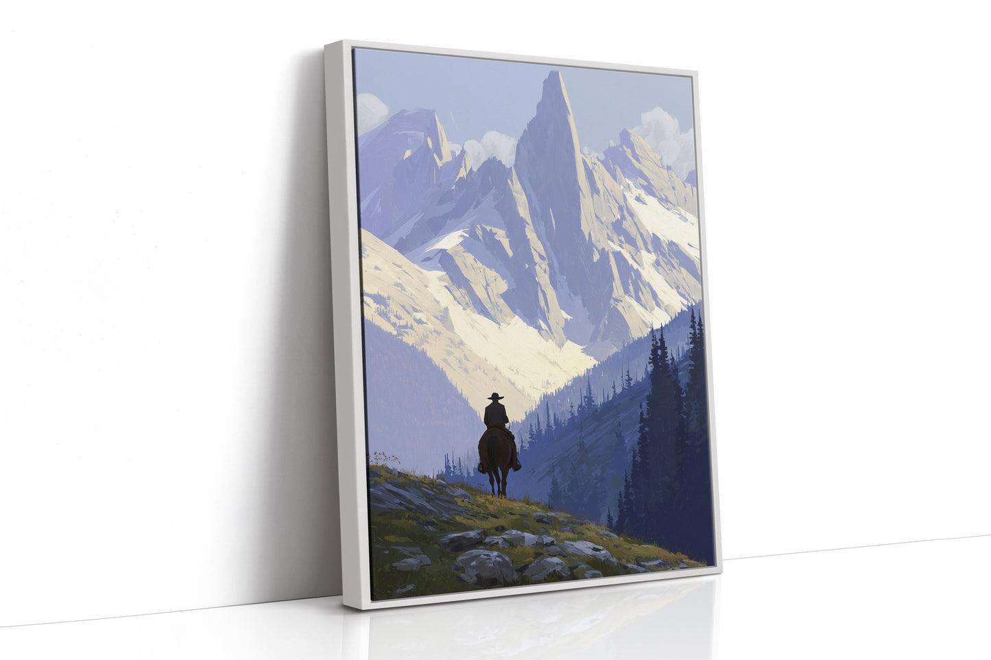Solitary Wanderer Beneath Violet Peaks