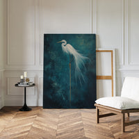 White Egret Wall Art – Elegant Minimalist Bird Print, Coastal Decor