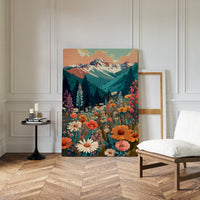 Floral Tapestry Beneath Mountain Peaks