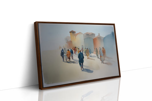 Mediterranean Promenade in Watercolor Haze