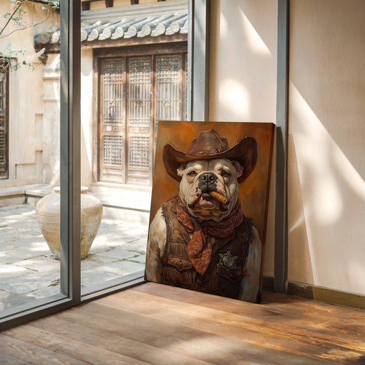 Bulldog Sheriff with a Cigar and Scowl