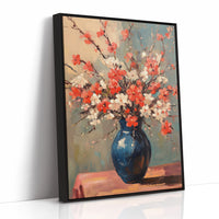 Cherry Blossom Oil Painting – Impressionist Floral Vase Wall Art