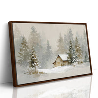 Cabin Nestled Among Frosted Pines