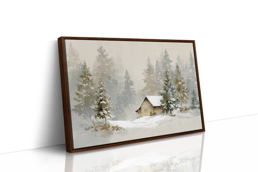 Cabin Nestled Among Frosted Pines