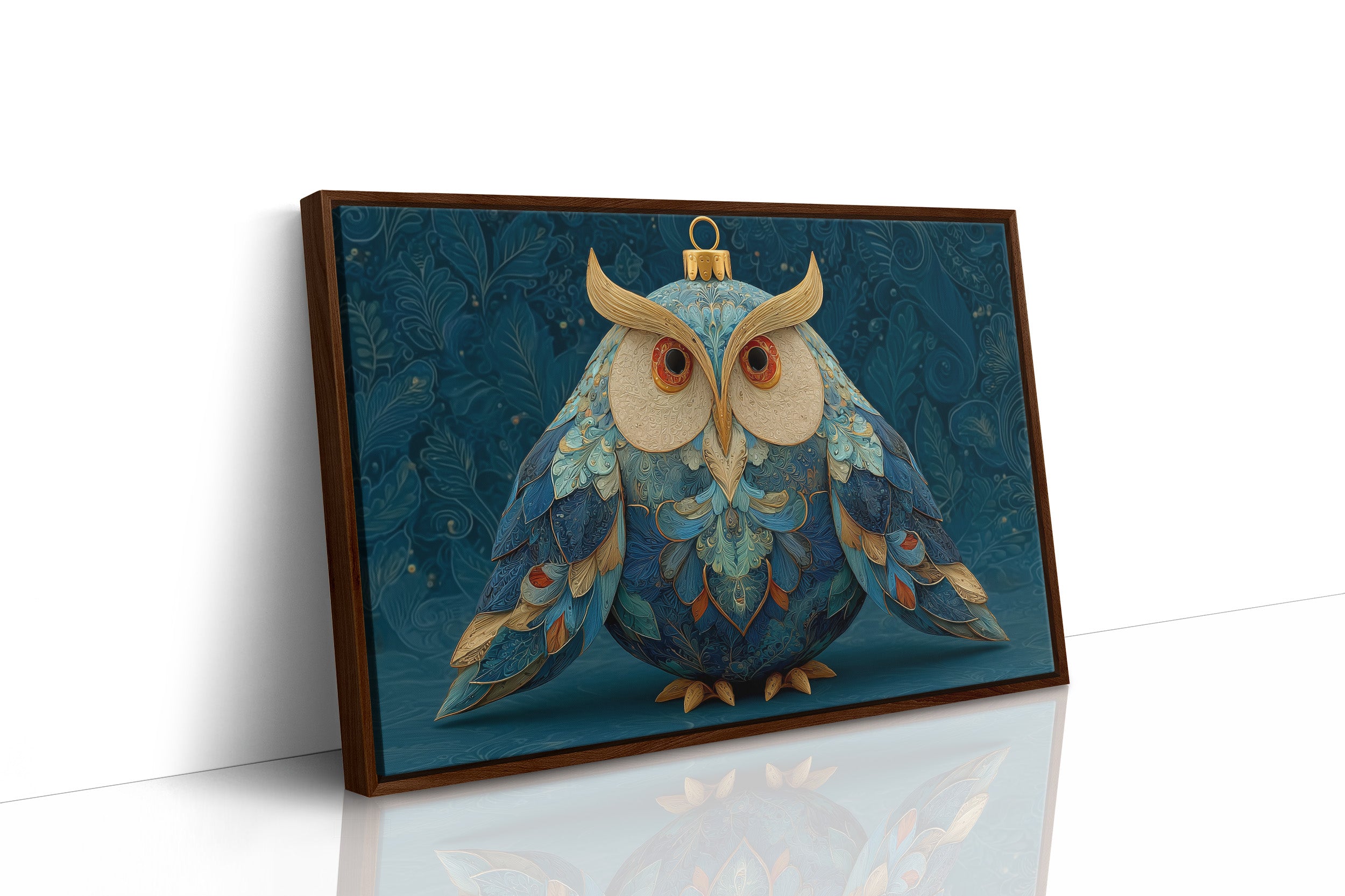 Ornament Owl in Blue and Gold