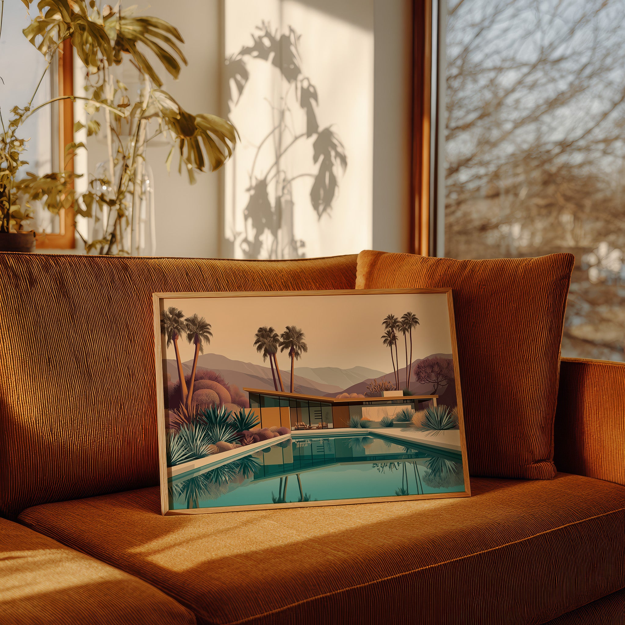 Desert Palms Mirror Modern Serenity