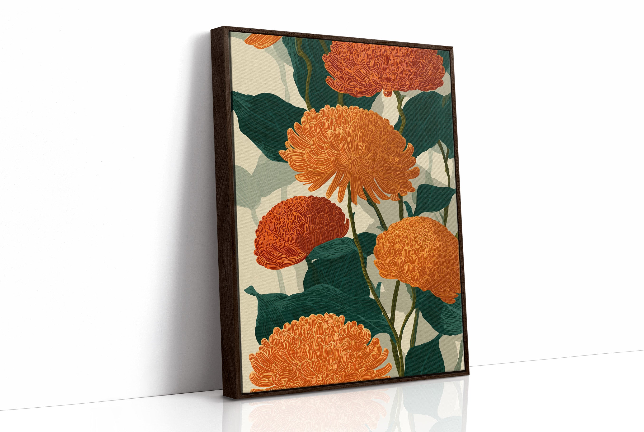 Orange Chrysanthemums Hold the Light
