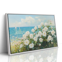 Coastal Roses Dance With Sailboats