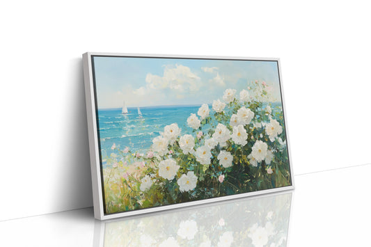 Coastal Roses Dance With Sailboats