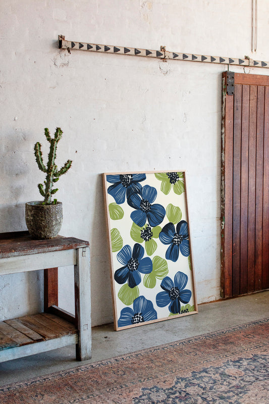 Summer Blossoms Drift In Navy